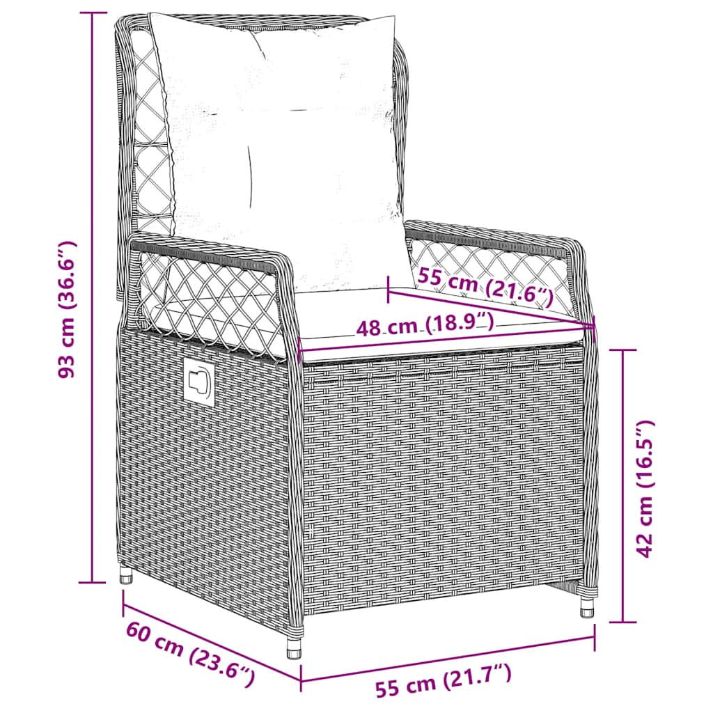 Set da Pranzo da Giardino 5 pz Nero con Cuscini in Polyrattan | homemem39