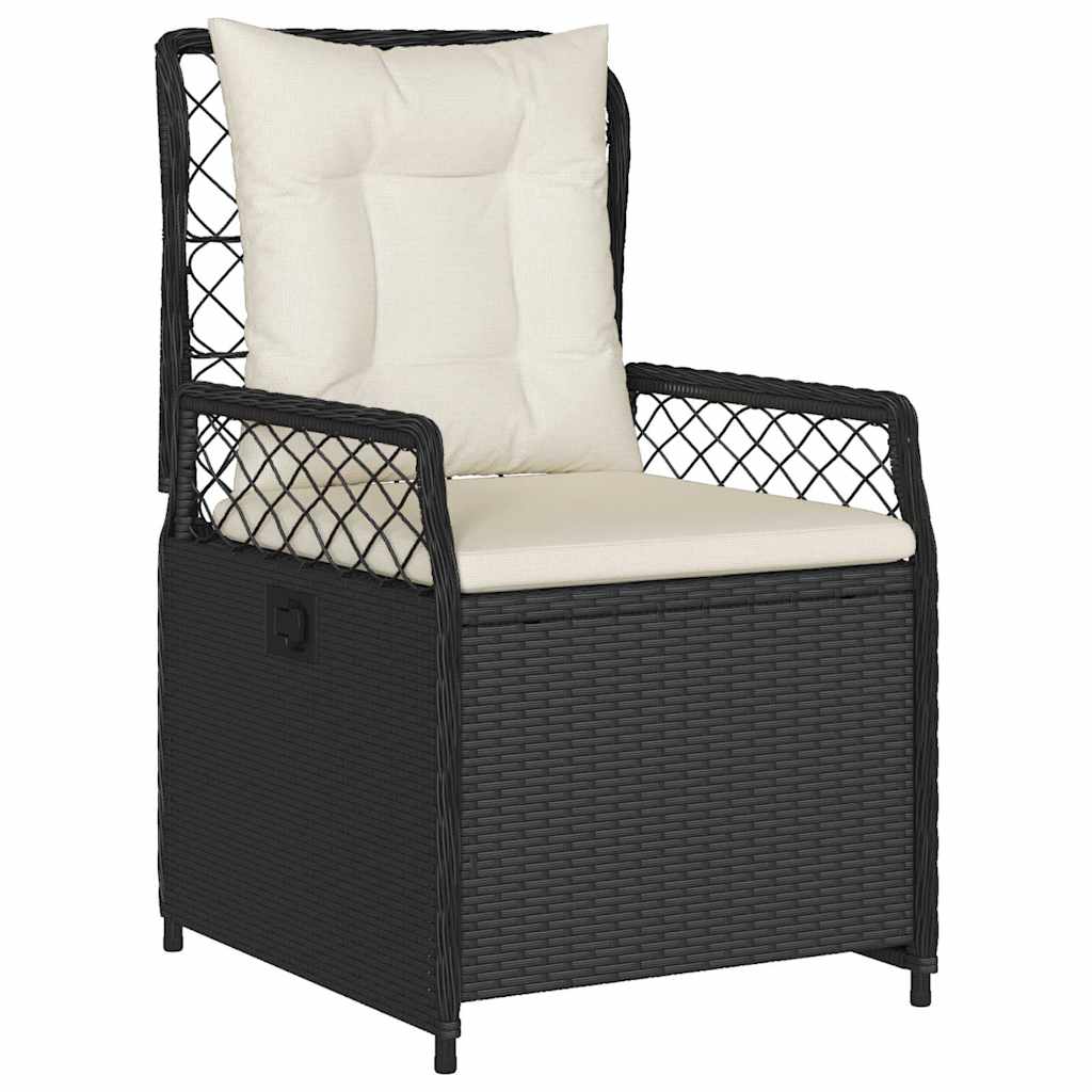 Set da Pranzo da Giardino 9 pz con Cuscini Nero in Polyrattan | homemem39