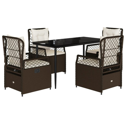 Set da Pranzo da Giardino 5pz con Cuscini in Polyrattan Marrone - homemem39