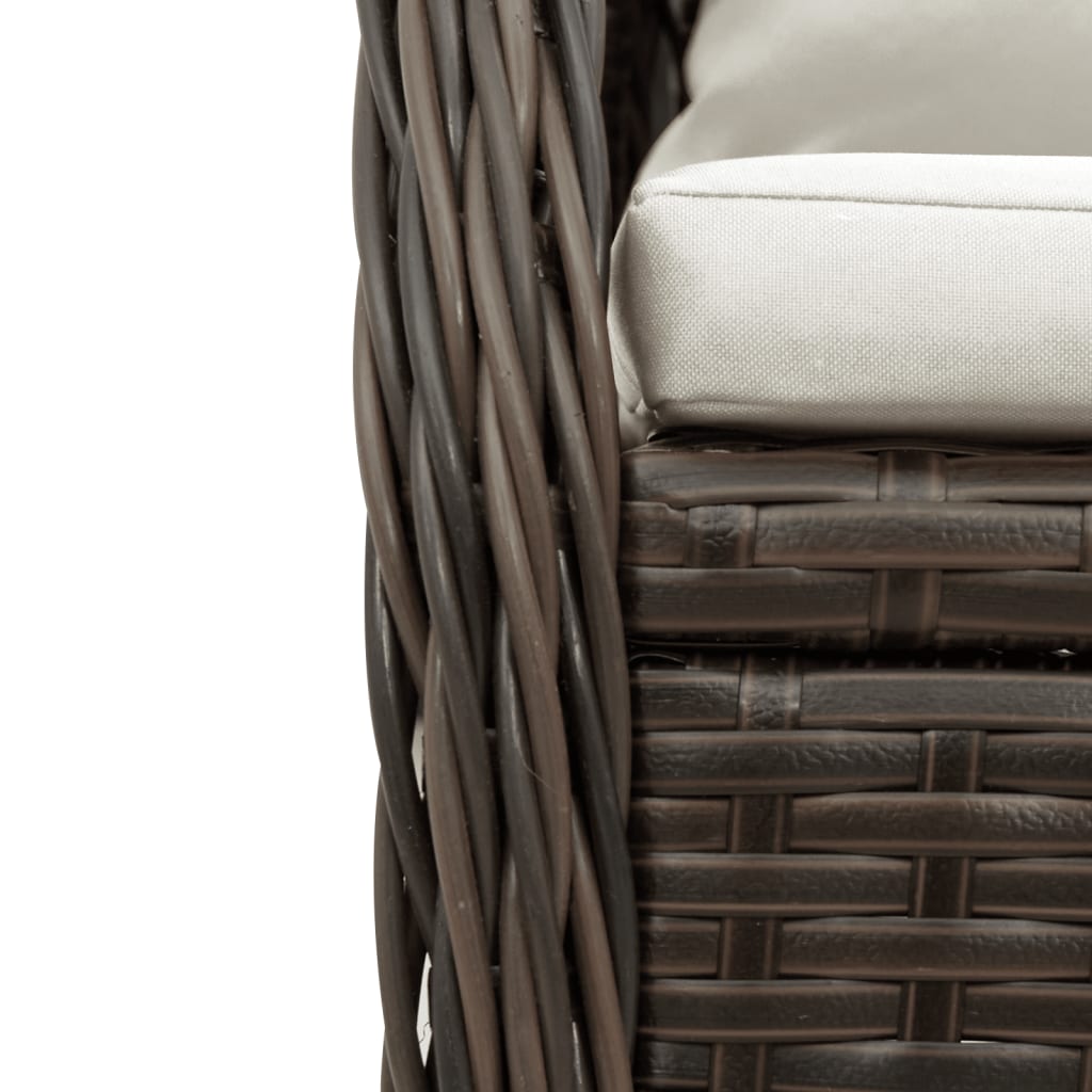 Set da Pranzo da Giardino 5pz con Cuscini in Polyrattan Marrone | homemem39