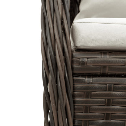 Set da Pranzo da Giardino 5pz con Cuscini in Polyrattan Marrone | homemem39