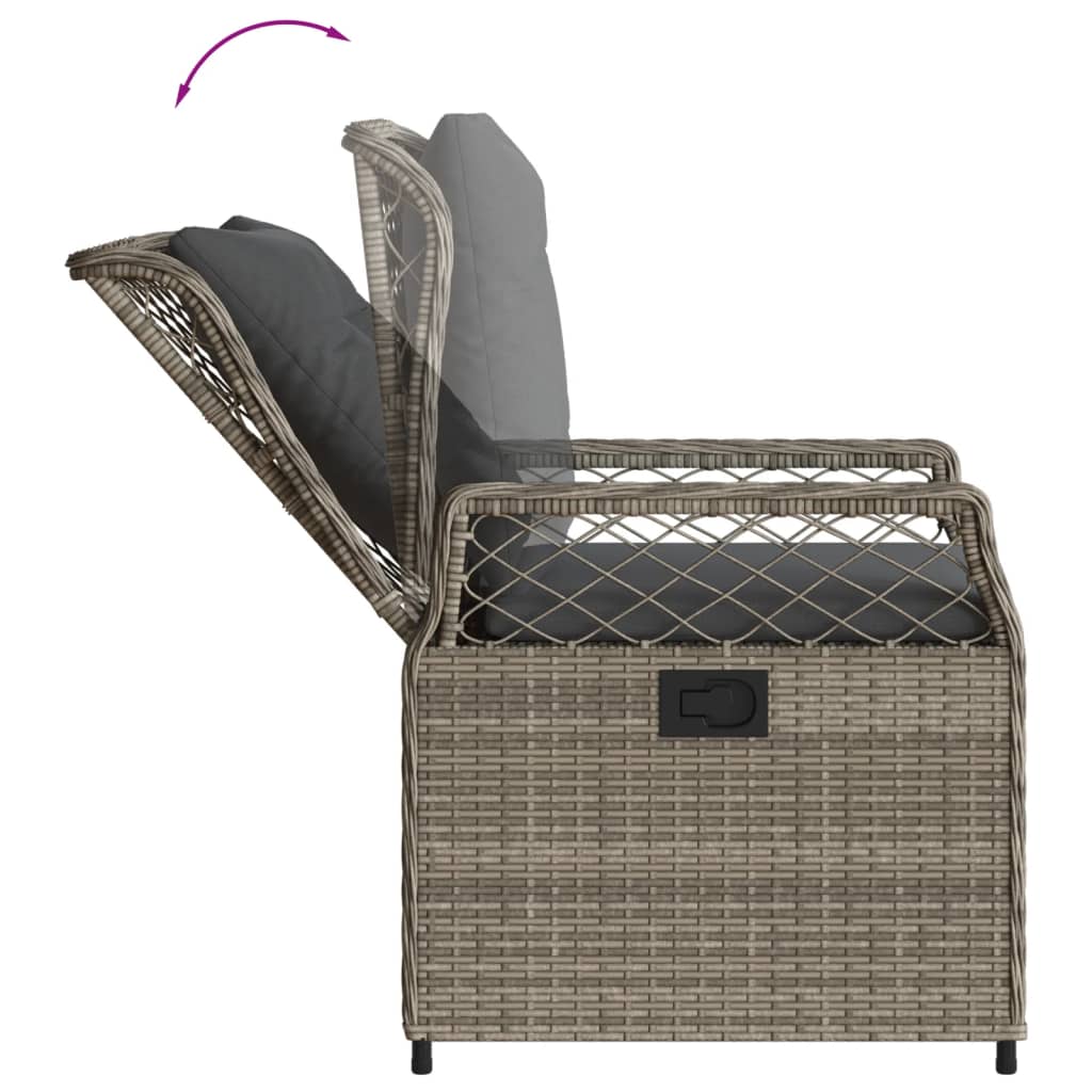 Set da Pranzo da Giardino 3 pz con Cuscini in Polyrattan Grigio - homemem39