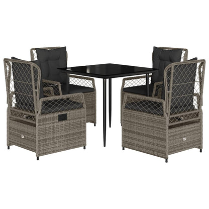 Set da Pranzo da Giardino 5 pz con Cuscini in Polyrattan Grigio | homemem39