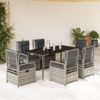 Set da Pranzo da Giardino 7 pz con Cuscini in Polyrattan Grigio | homemem39