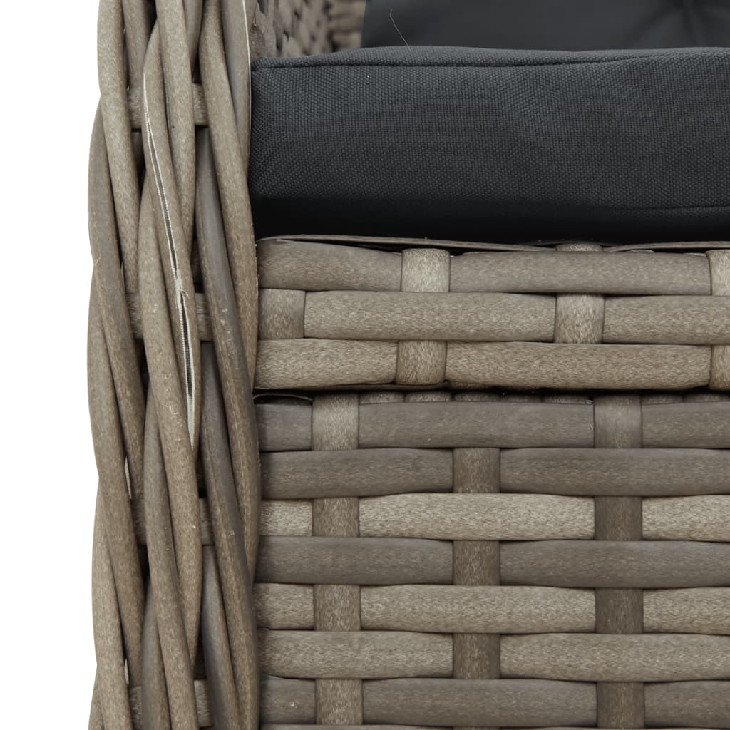 Set da Pranzo da Giardino 3 pz con Cuscini in Polyrattan Grigio | homemem39