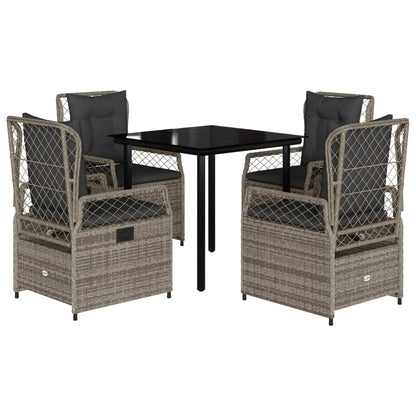 Set da Pranzo da Giardino 5 pz con Cuscini in Polyrattan Grigio | homemem39