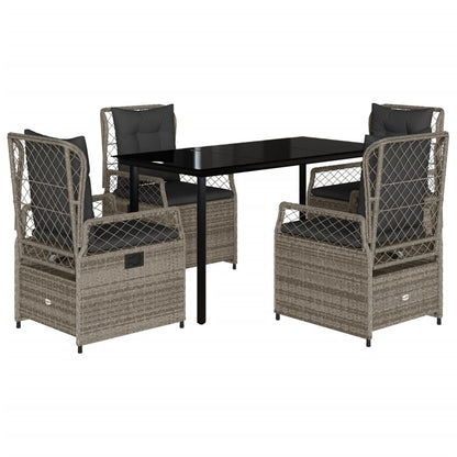 Set da Pranzo da Giardino 5 pz con Cuscini in Polyrattan Grigio - homemem39
