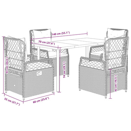 Set da Pranzo da Giardino 5 pz con Cuscini in Polyrattan Grigio | homemem39