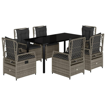 Set da Pranzo da Giardino 7 pz con Cuscini in Polyrattan Grigio | homemem39