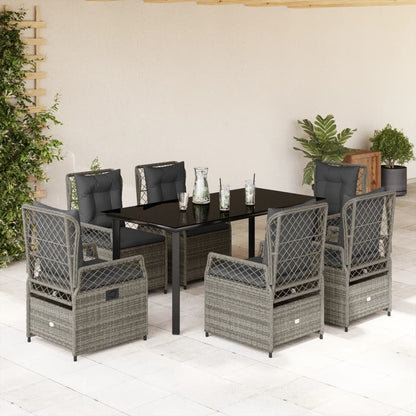 Set da Pranzo da Giardino 7 pz con Cuscini in Polyrattan Grigio | homemem39