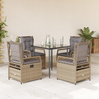 Set da Pranzo da Giardino 5 pz con Cuscini Beige in Polyrattan | homemem39