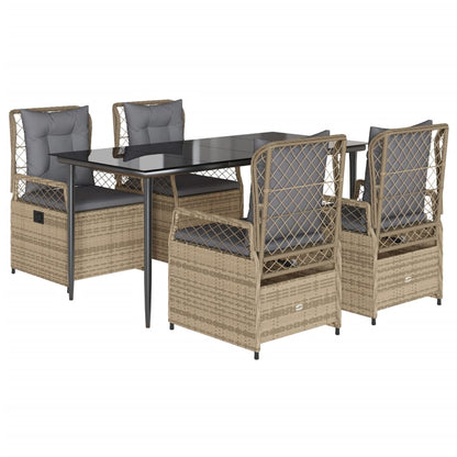 Set da Pranzo da Giardino 5 pz con Cuscini Beige in Polyrattan | homemem39