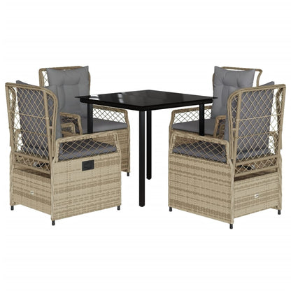 Set da Pranzo da Giardino 5 pz con Cuscini Beige in Polyrattan | homemem39