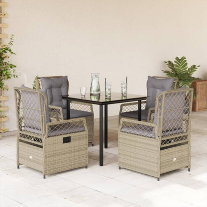 Set da Pranzo da Giardino 5 pz con Cuscini Beige in Polyrattan | homemem39