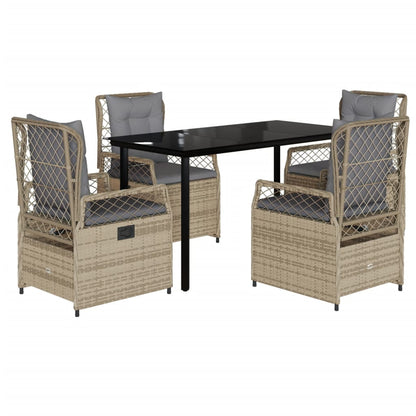 Set da Pranzo da Giardino 5 pz con Cuscini Beige in Polyrattan | homemem39
