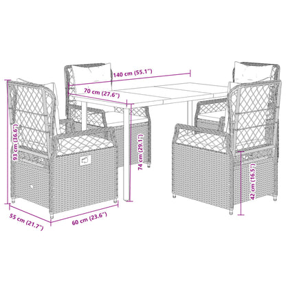 Set da Pranzo da Giardino 5 pz con Cuscini Beige in Polyrattan | homemem39
