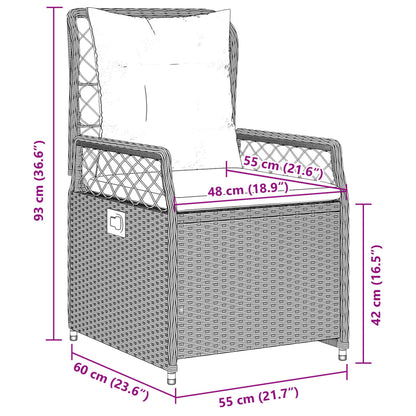 Set da Pranzo da Giardino 3 pz con Cuscini Beige in Polyrattan | homemem39