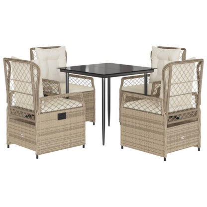 Set da Pranzo da Giardino 5 pz con Cuscini Beige in Polyrattan | homemem39