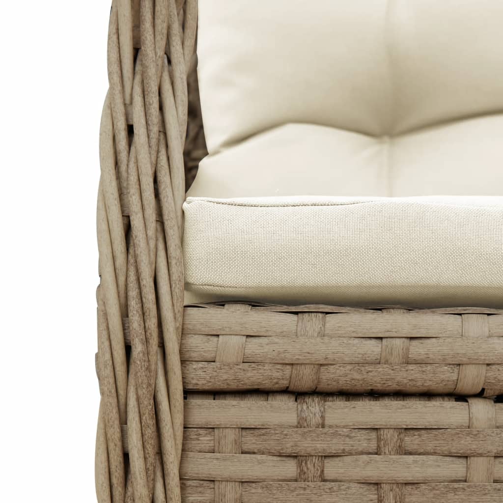 Set da Pranzo da Giardino 7 pz con Cuscini Beige in Polyrattan - homemem39