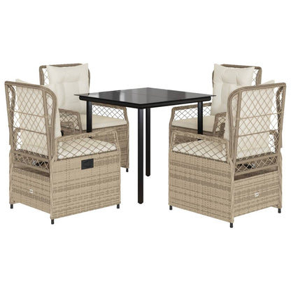 Set da Pranzo da Giardino 5 pz con Cuscini Beige in Polyrattan - homemem39