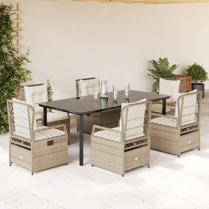 Set da Pranzo da Giardino 9 pz con Cuscini Beige in Polyrattan | homemem39