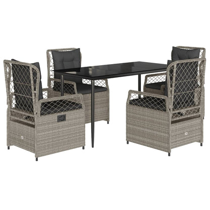 Set Pranzo da Giardino 5pz con Cuscini Grigio Chiaro Polyrattan | homemem39