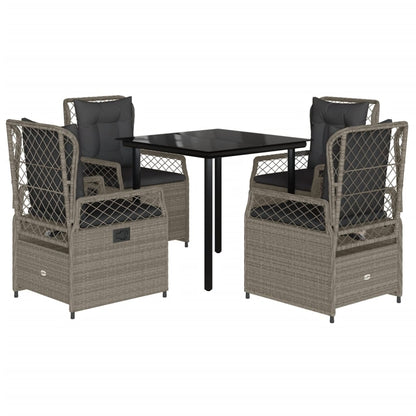 Set Pranzo da Giardino 5pz con Cuscini Grigio Chiaro Polyrattan | homemem39