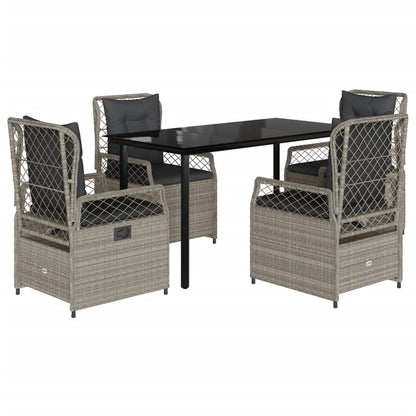 Set Pranzo da Giardino 5pz con Cuscini Grigio Chiaro Polyrattan - homemem39