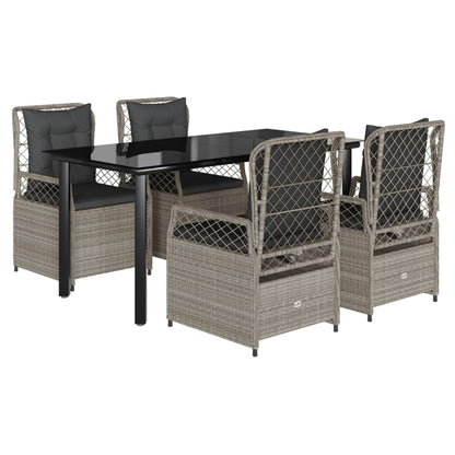 Set Pranzo da Giardino 5pz con Cuscini Grigio Chiaro Polyrattan - homemem39