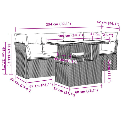 Set Divani da Giardino 5 pz con Cuscini in Polyrattan Nero | homemem39