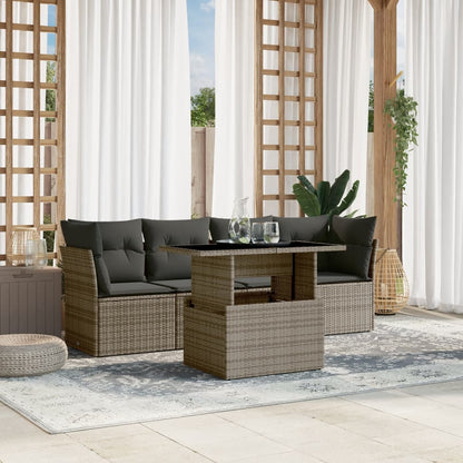 Set Divano da Giardino 5 pz con Cuscini Grigio in Polyrattan | homemem39