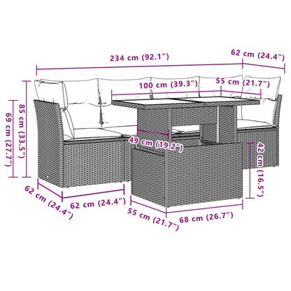Set Divani da Giardino 5 pz con Cuscini Grigio in Polyrattan | homemem39