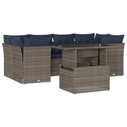 Set Divani da Giardino 7 pz con Cuscini Grigio in Polyrattan | homemem39