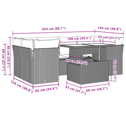 Set Divani da Giardino 7 pz con Cuscini Grigio in Polyrattan | homemem39