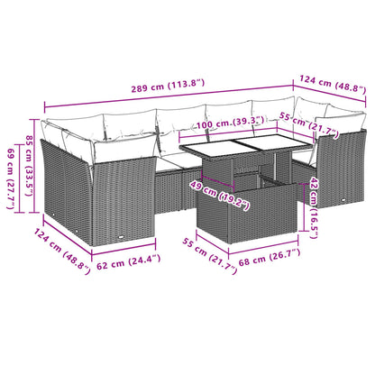 Set Divani da Giardino 8 pz con Cuscini Grigio in Polyrattan | homemem39