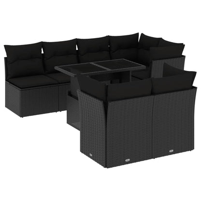 Set Divani da Giardino con Cuscini 8 pz Nero in Polyrattan - homemem39