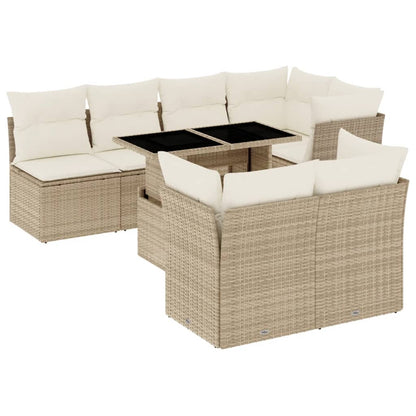 Set Divano da Giardino 8 pz con Cuscini Beige in Polyrattan - homemem39