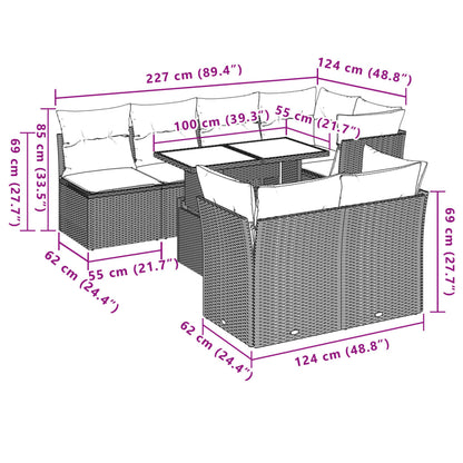 Set Divani da Giardino 8 pz con Cuscini Grigio in Polyrattan | homemem39