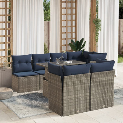 Set Divani da Giardino 8 pz con Cuscini Grigio in Polyrattan | homemem39