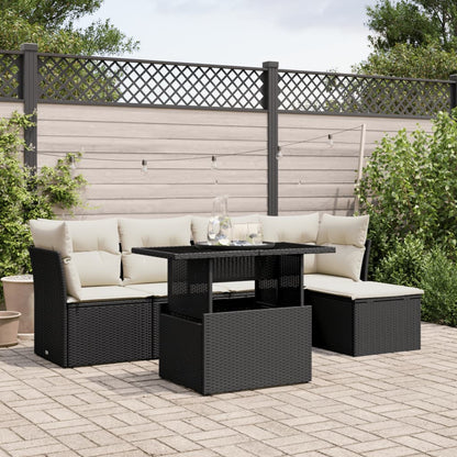 Set Divano da Giardino 6 pz con Cuscini Nero in Polyrattan - homemem39