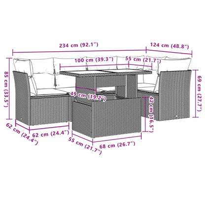Set Divano da Giardino 6 pz con Cuscini Grigio in Polyrattan | homemem39