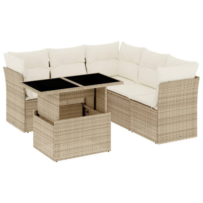 Set Divano da Giardino 6 pz con Cuscini Beige in Polyrattan - homemem39