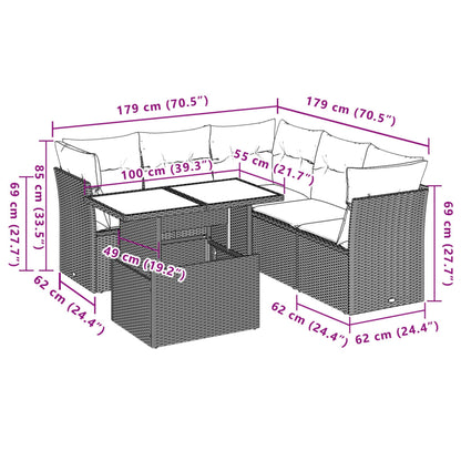 Set Divano da Giardino 6 pz con Cuscini Grigio in Polyrattan | homemem39