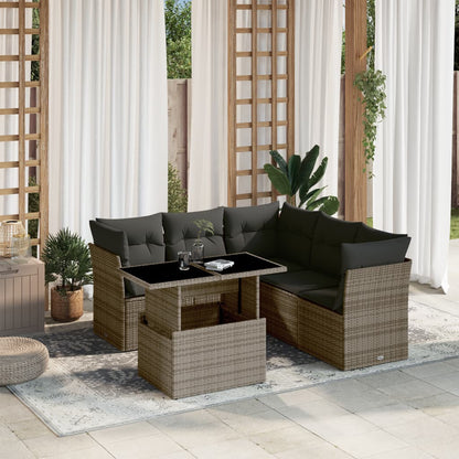 Set Divano da Giardino 6 pz con Cuscini Grigio in Polyrattan - homemem39