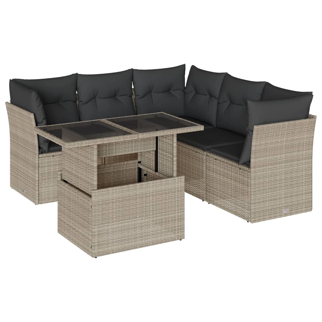 Set Divano da Giardino 6pz con Cuscini Grigio Chiaro Polyrattan - homemem39
