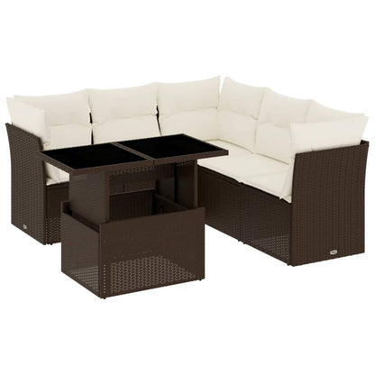 Set Divano da Giardino 6 pz con Cuscini Marrone in Polyrattan | homemem39