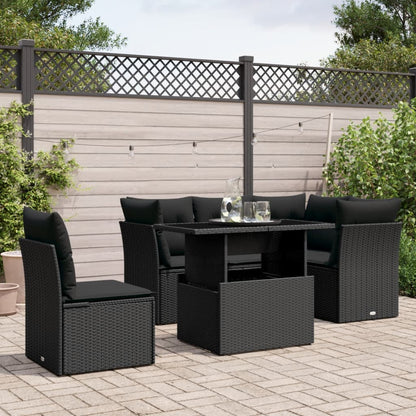 Set Divano da Giardino 6 pz con Cuscini Nero in Polyrattan - homemem39