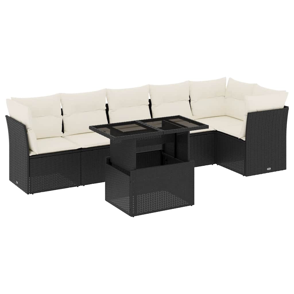 Set Divani da Giardino con Cuscini 7pz Nero Polyrattan - homemem39
