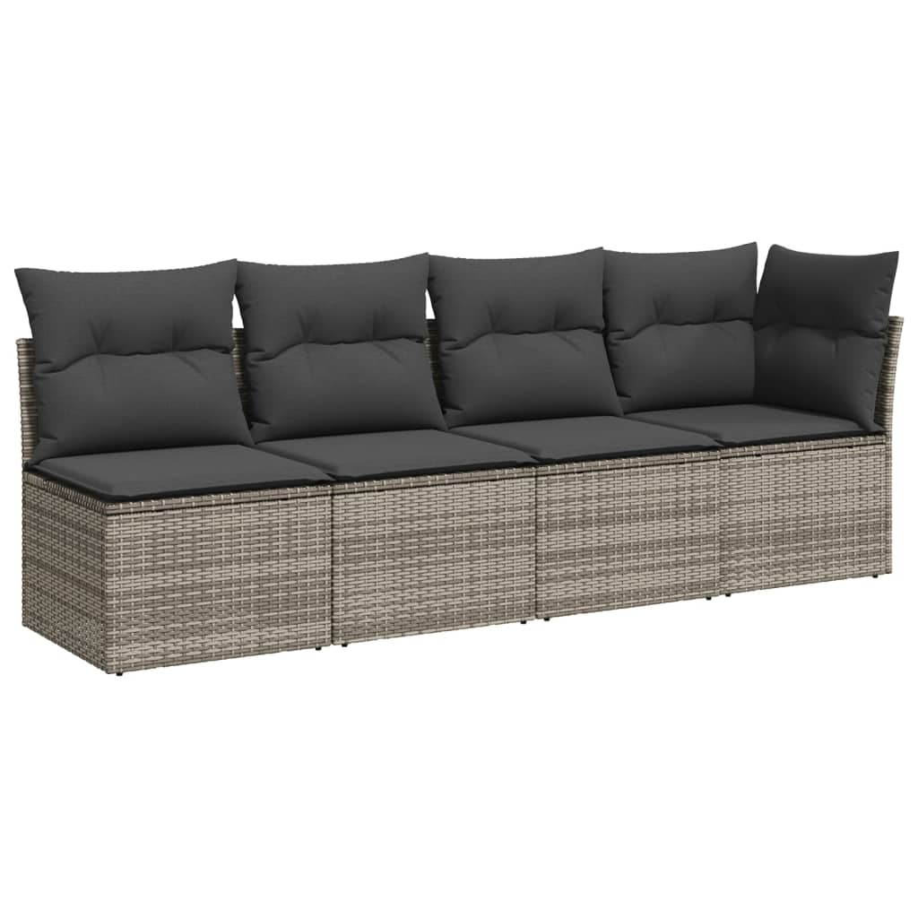 Set Divani da Giardino 7 pz con Cuscini Grigio in Polyrattan - homemem39