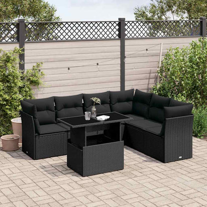 Set Divani da Giardino con Cuscini 7pz Nero Polyrattan - homemem39